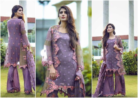 ANAYA Luxury Chiffon Embroidered Fancy Suit Purple (2)