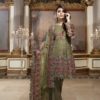 EmbRoyal Luxury Chiffon Embroidered Suit Olive Duchess