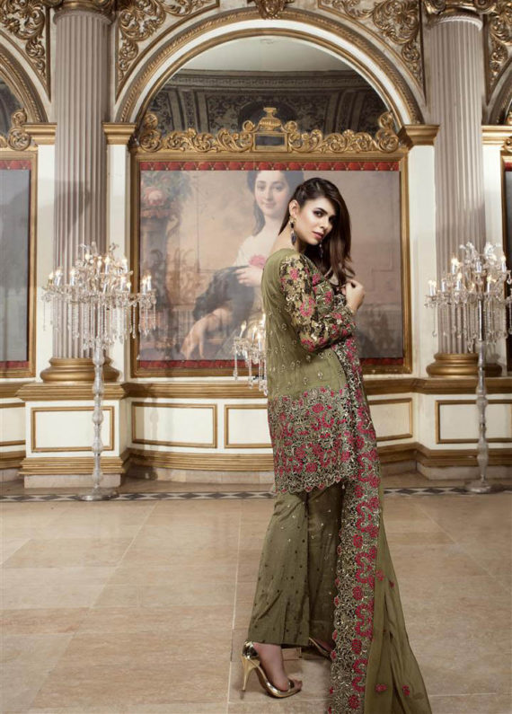 EmbRoyal Luxury Chiffon Embroidered Suit Olive Duchess (2)