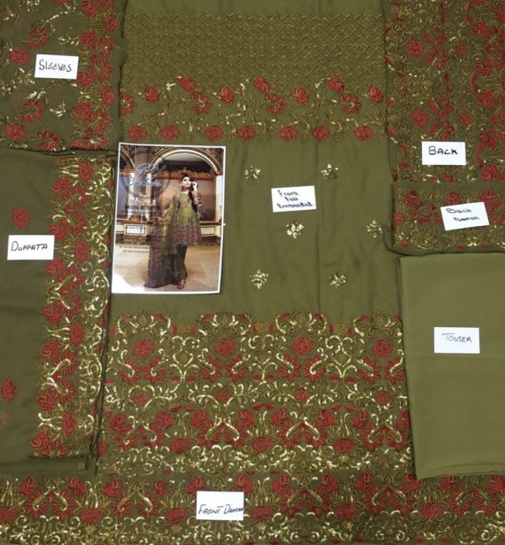 EmbRoyal Luxury Chiffon Embroidered Suit Olive Duchess (3)