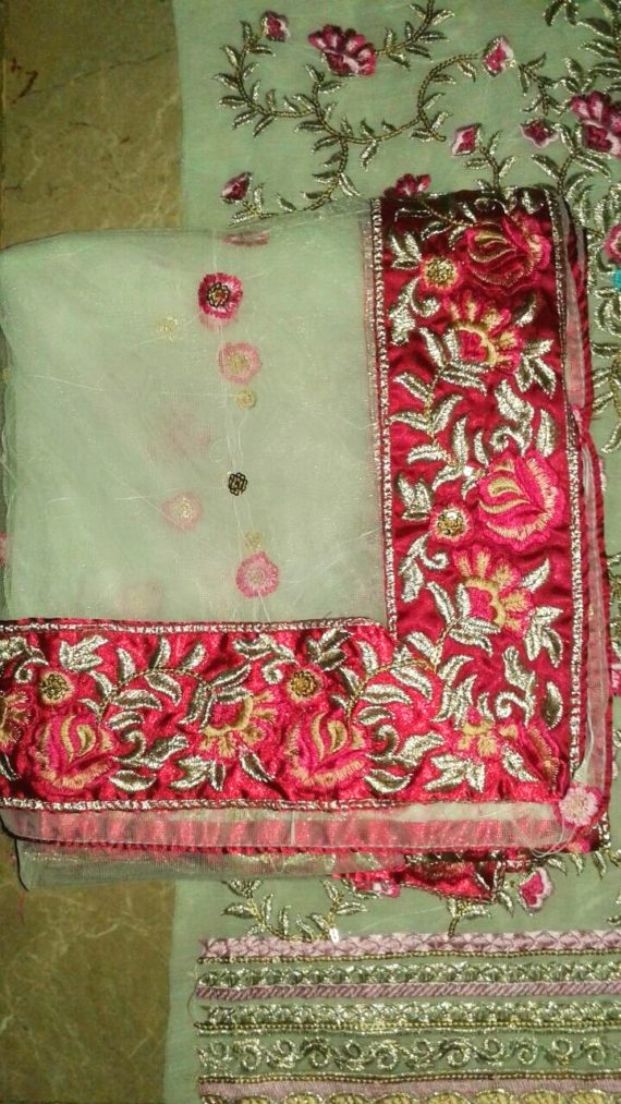 Aliza Waqar Luxury Bridal Embroidered Fancy Suit Pistachio (2)