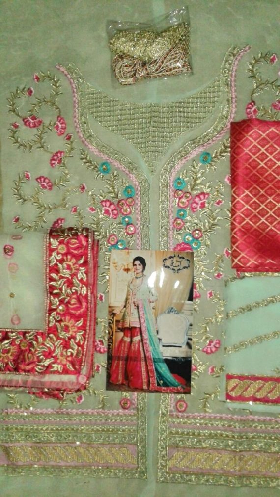 Aliza Waqar Luxury Bridal Embroidered Fancy Suit Pistachio (3)