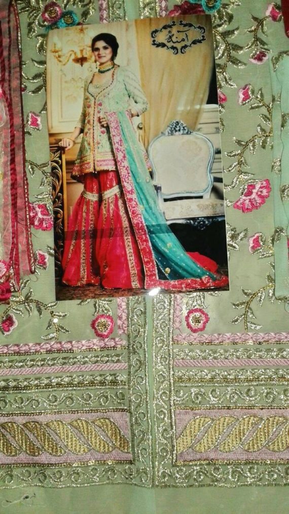 Aliza Waqar Luxury Bridal Embroidered Fancy Suit Pistachio (5)