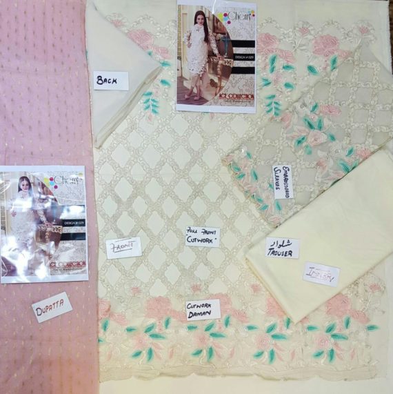 Chiffon Embroidered Fancy Suit Cream Feat Sadia Imam (3)