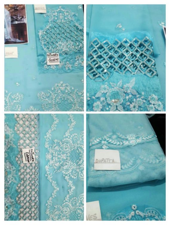 Maria.B Unstitched MBROIDERED Collection Sea Blue (2)