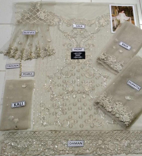 Maria.B Unstitched MBROIDERED Fancy Collection Ivory (2)