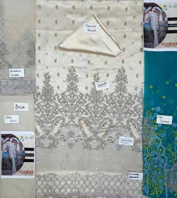 Maria.B Unstitched MBROIDERED Moonlight & Dull Sea Green (2)