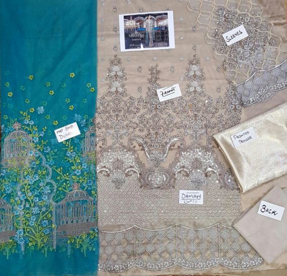 Maria.B Unstitched MBROIDERED Moonlight & Dull Sea Green (3)