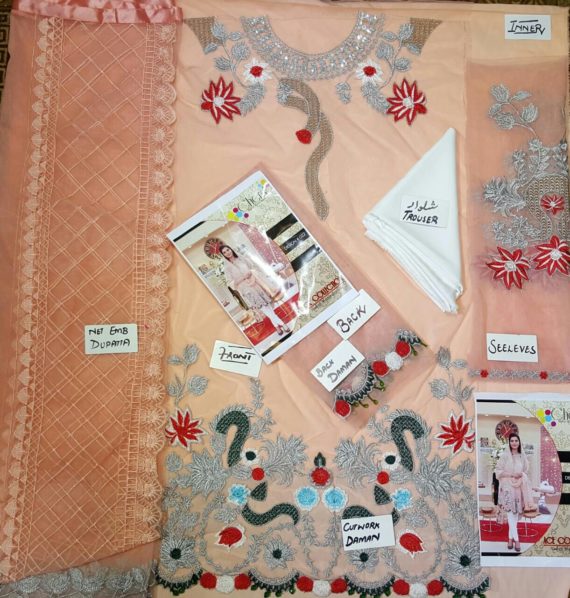 Chiffon Embroidered Suit Feat. Nida Yasir Cinnabar Pink (2)