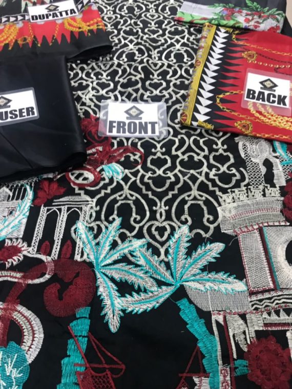 Crimson Scintilla Embroidered Lawn Suit Design Pitch Black (4)