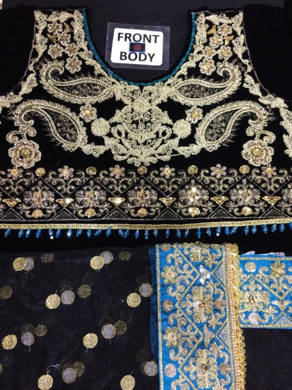 Kashee’s Fashion Luxury Embroidered Fancy Suit Jet Black (7)