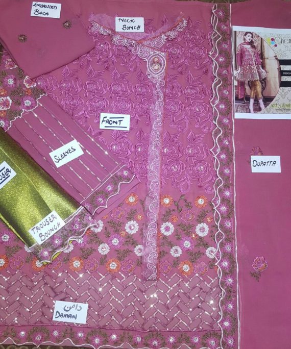 MARYAM’s Chiffon Embroidered Fancy Suit Pink (3)