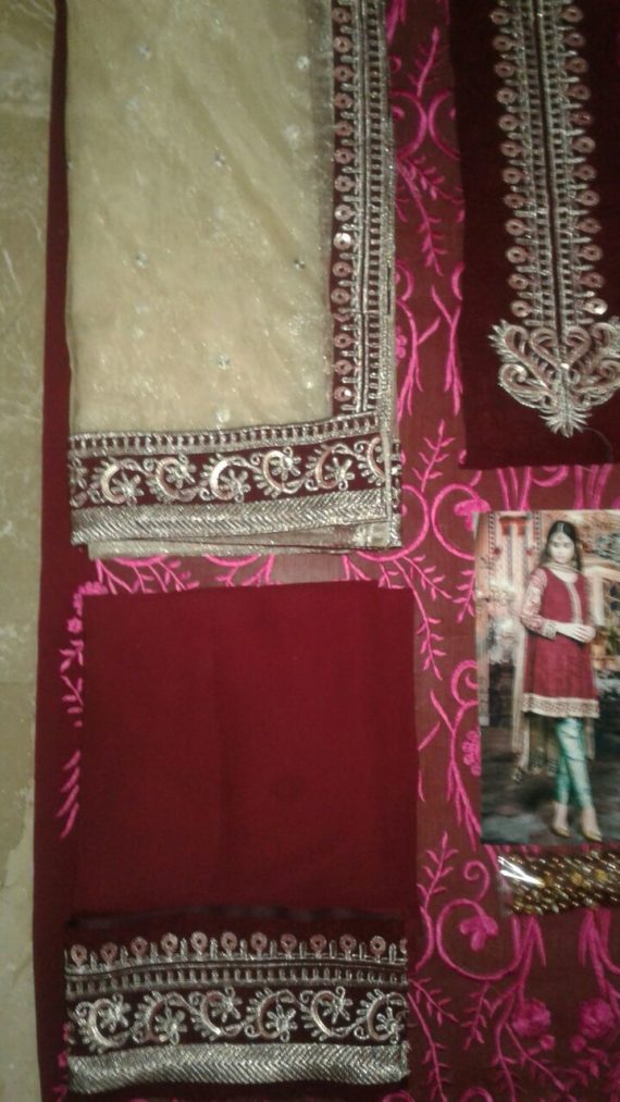 Maria.B Mbroidered Collection Fuchsia Pink & Gold BD1104 (2)