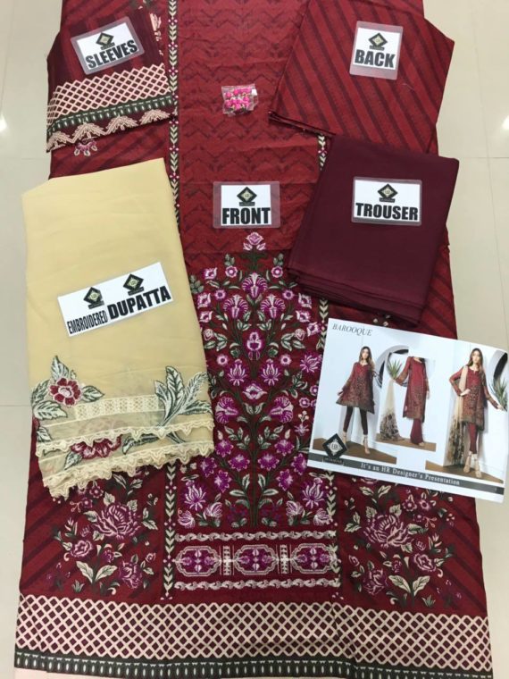 Maria.B. Mbroidered Fancy Collection 2018 Design 1126 Red (1)