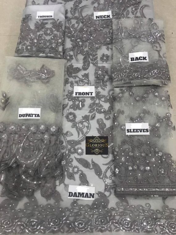 Asifa Nabeel Net Embroidered Suit – Grey (2)