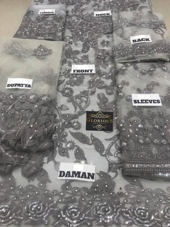 Asifa Nabeel Net Embroidered Suit – Grey (4)