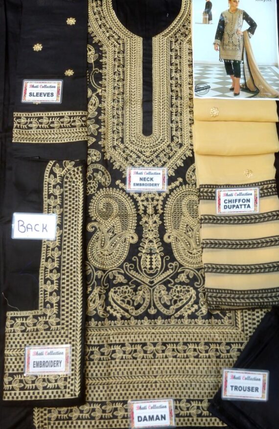 Asim Jofa Fancy Embroidered Suit Black (2)