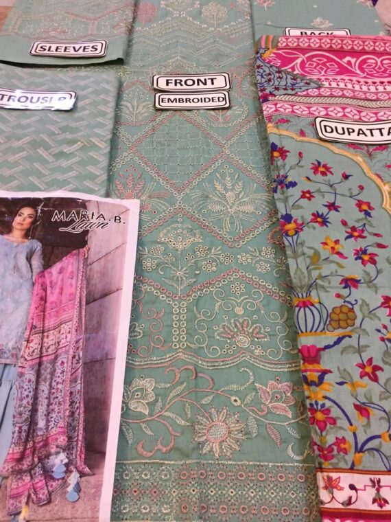 Maria B Fancy Embroidered Lawn Suit Cyan (2)