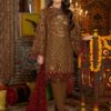 Maryam’s Fancy Embroidered Chiffon Suit Brown & Maroon