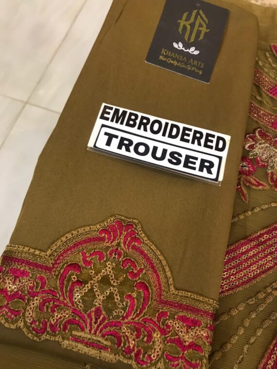 Maryam’s Fancy Embroidered Chiffon Suit Brown & Maroon (3)