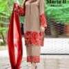 Stylized Embroidered Lawn Suit Grey & Red